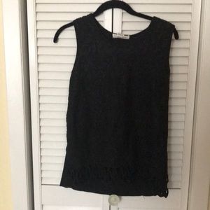 Black lace front top